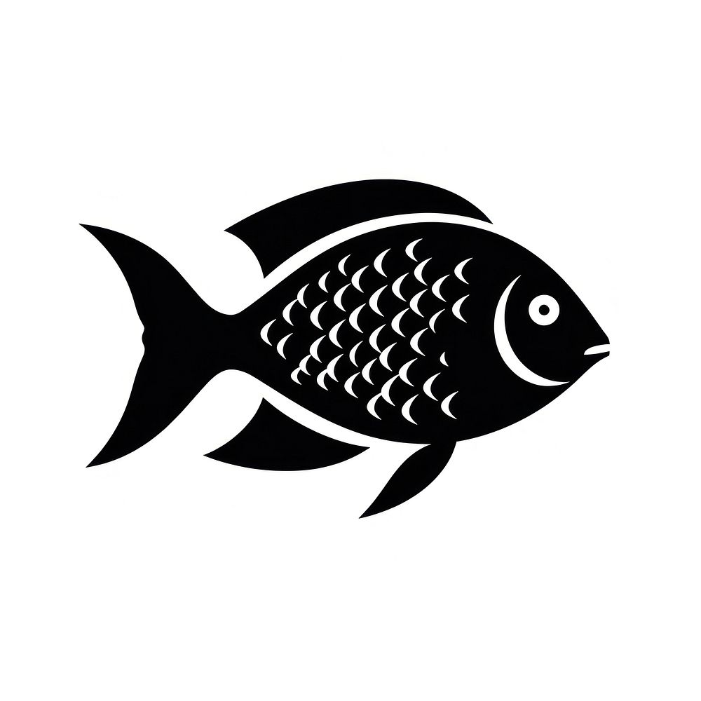 Fish logo icon animal black white background.