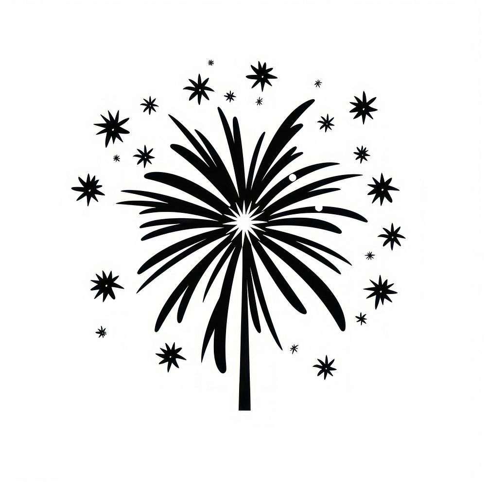 Fireworks logo icon silhouette white background celebration.