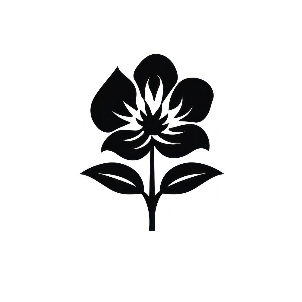 Flower logo icon white black white background.