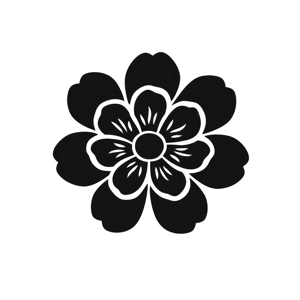 Flower logo icon pattern white black.