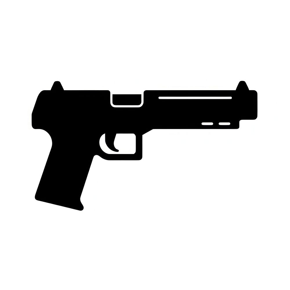 Gun logo icon handgun weapon white background.