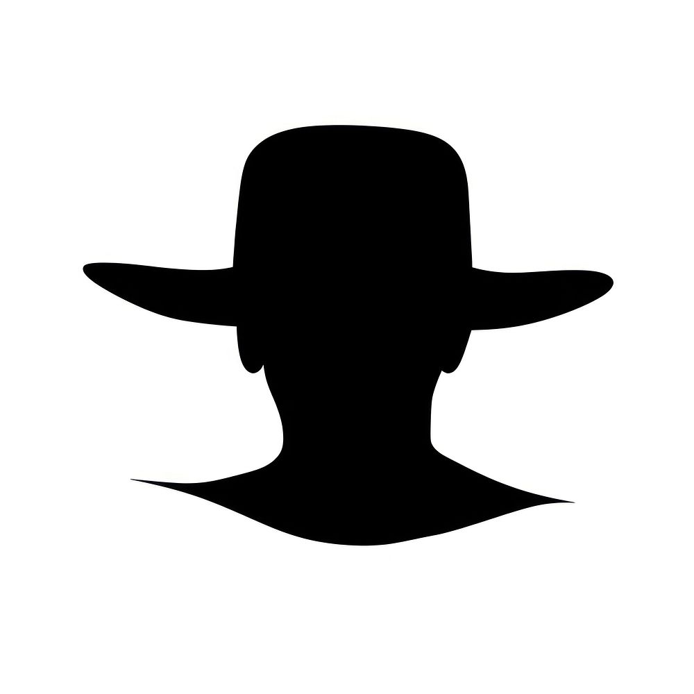 Hat logo icon silhouette black white background.
