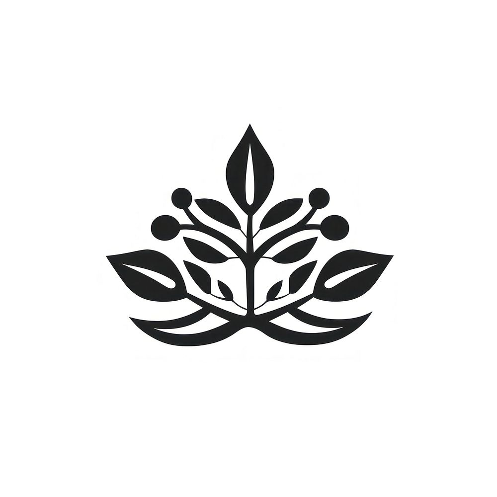 Health logo icon plant black leaf.
