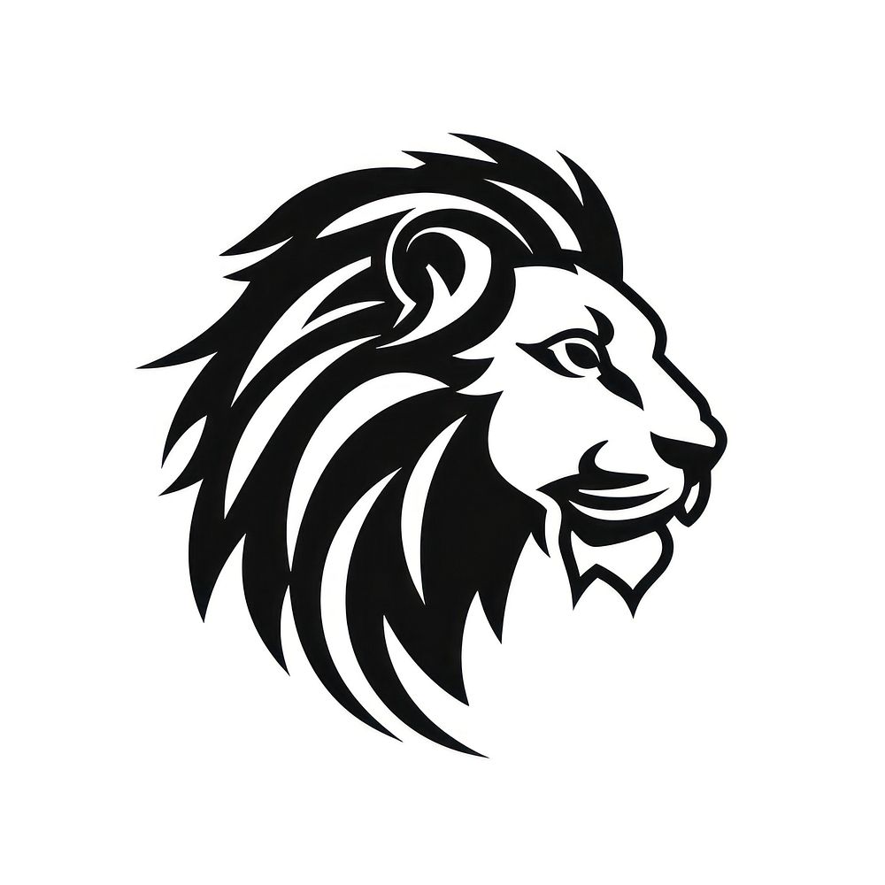 Lion logo icon mammal black white.