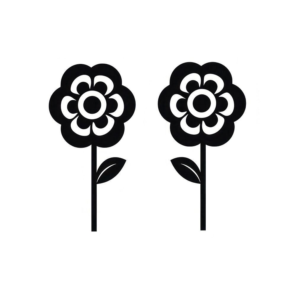 Lollipop flowers logo icon silhouette white black.