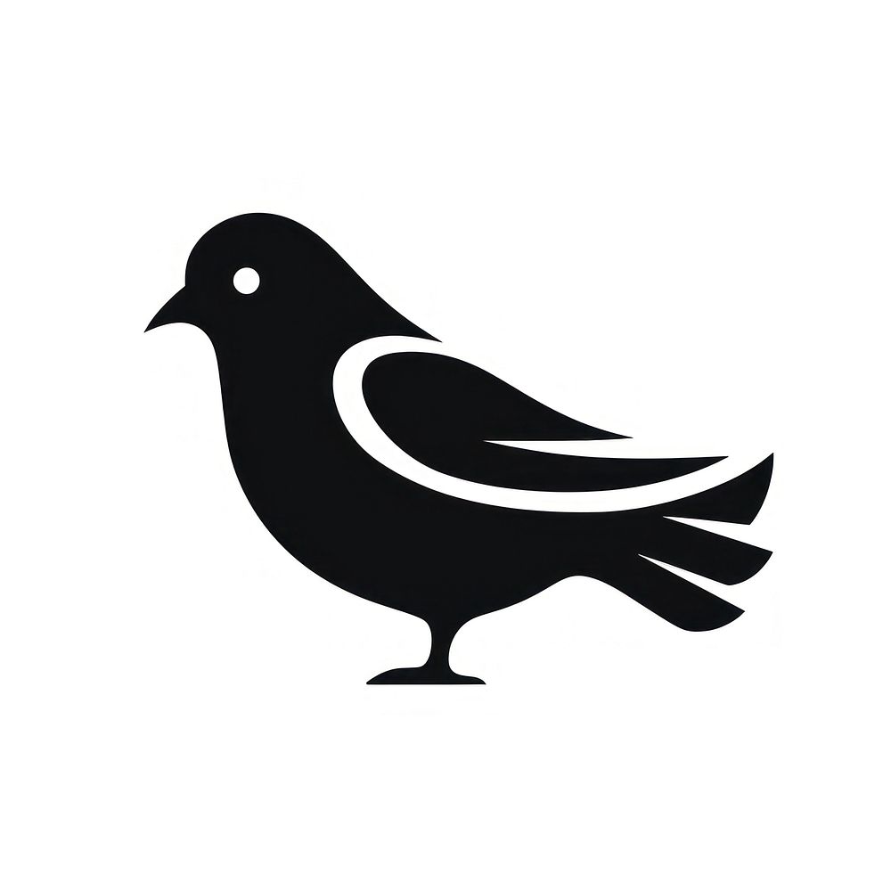 Pigeon logo icon silhouette blackbird animal.
