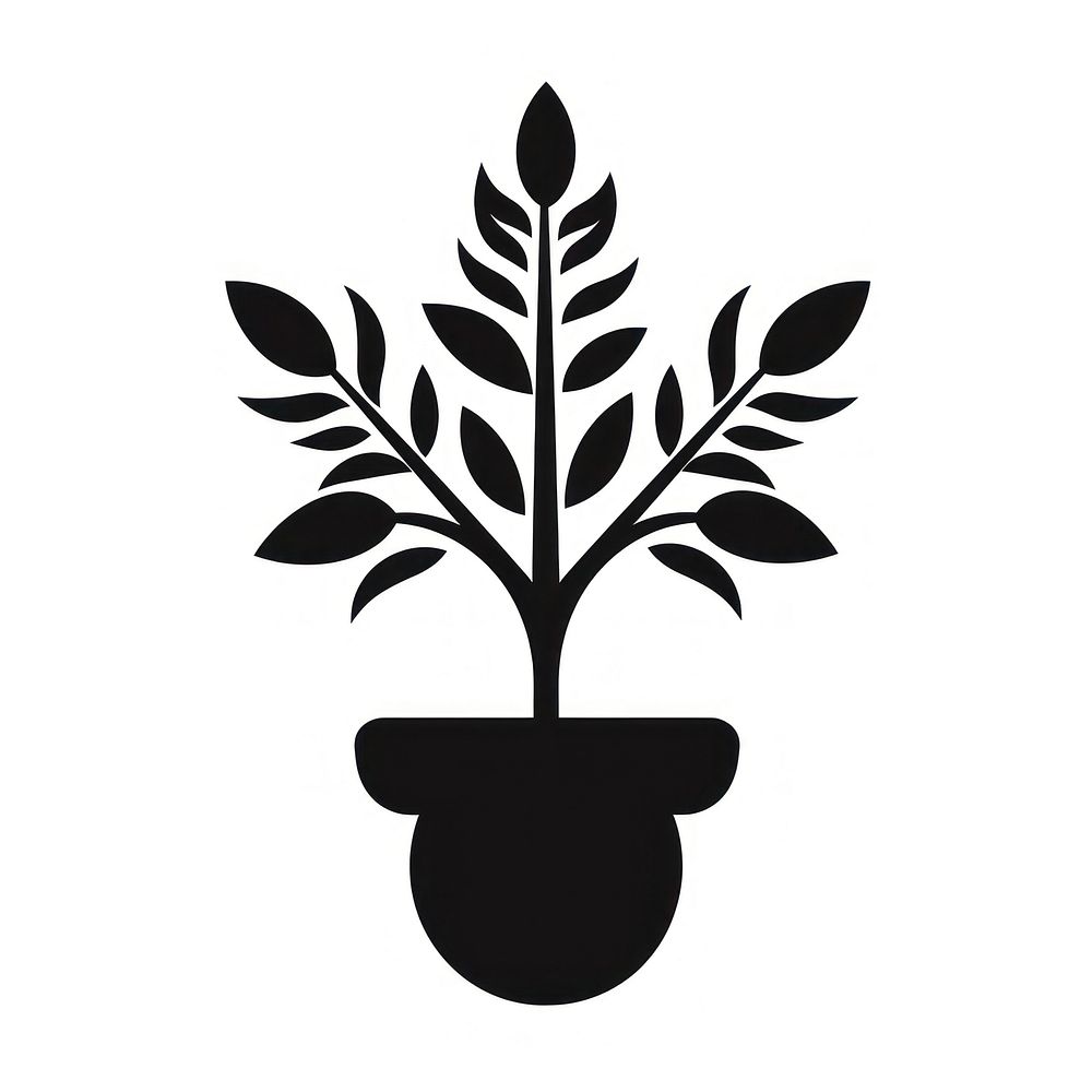 Plant icon silhouette black leaf.