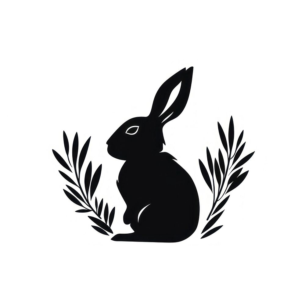 Rabbit logo icon silhouette rodent animal.