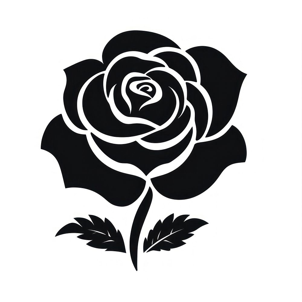 Rose icon flower plant black.