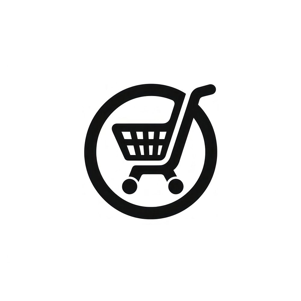 Shopping cart logo icon black consumerism trademark.