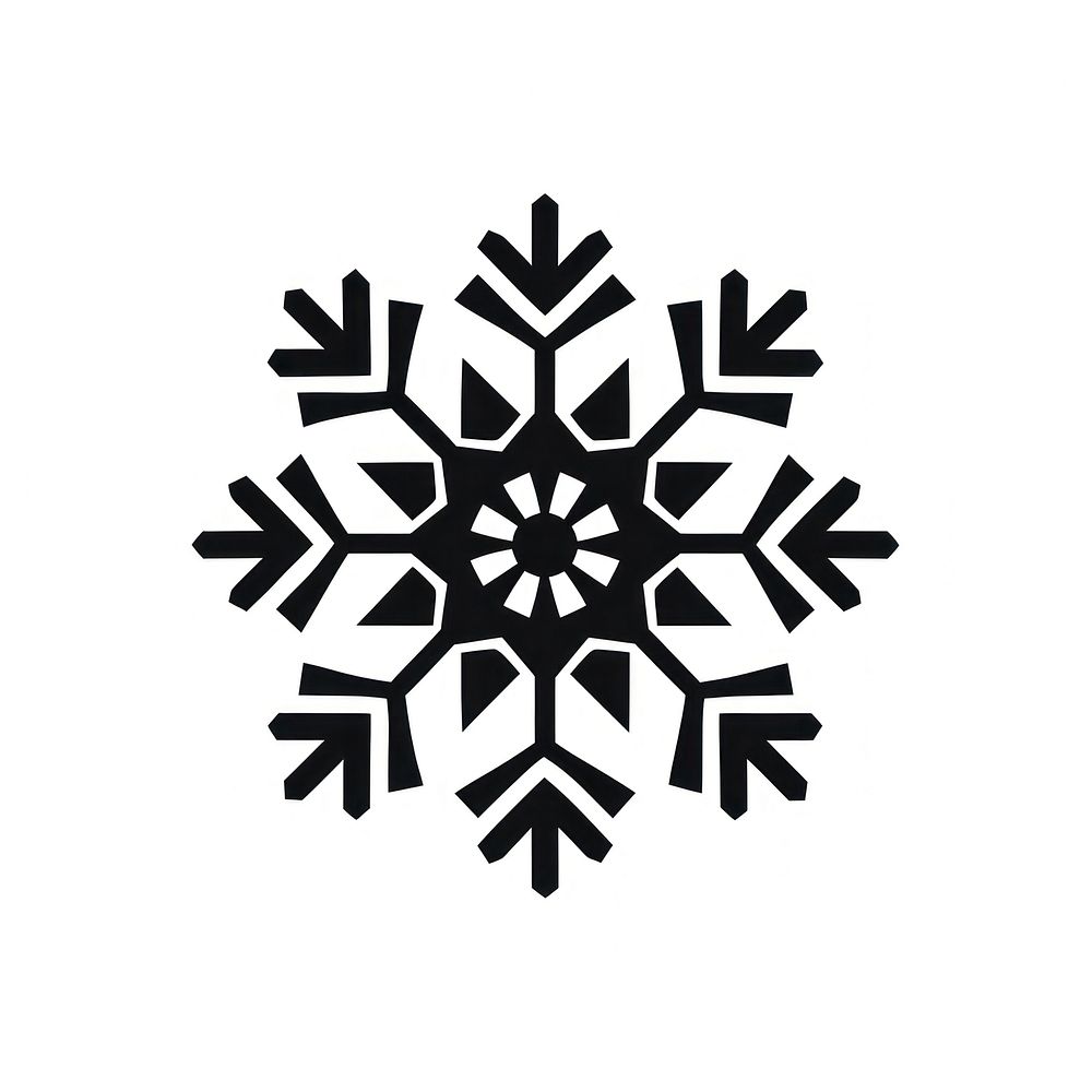 Snowflake logo icon white monochrome decoration.