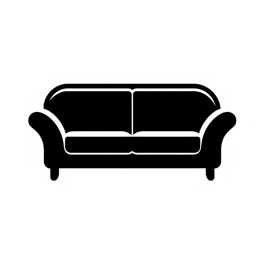 Sofa logo icon furniture black white background.