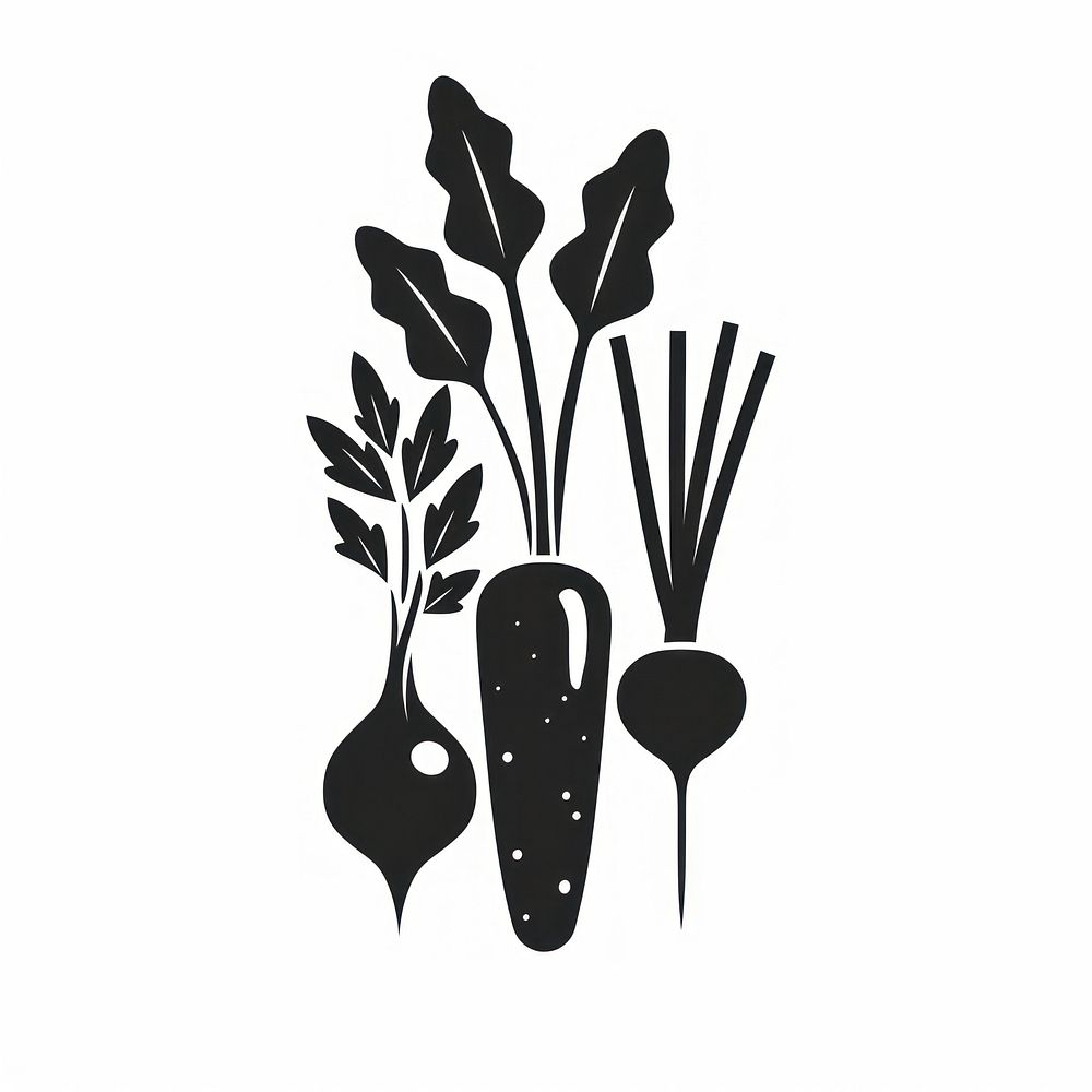 Vegetables logo icon plant black leaf.