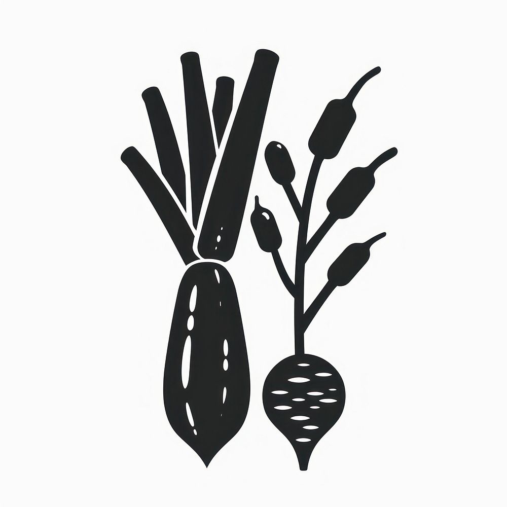 Vegetables logo icon silhouette black plant.