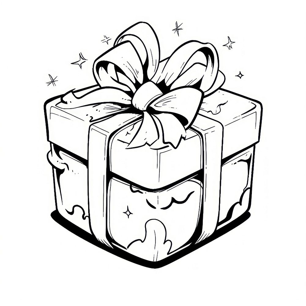 Illustration of a gift box cartoon sketch celebration.