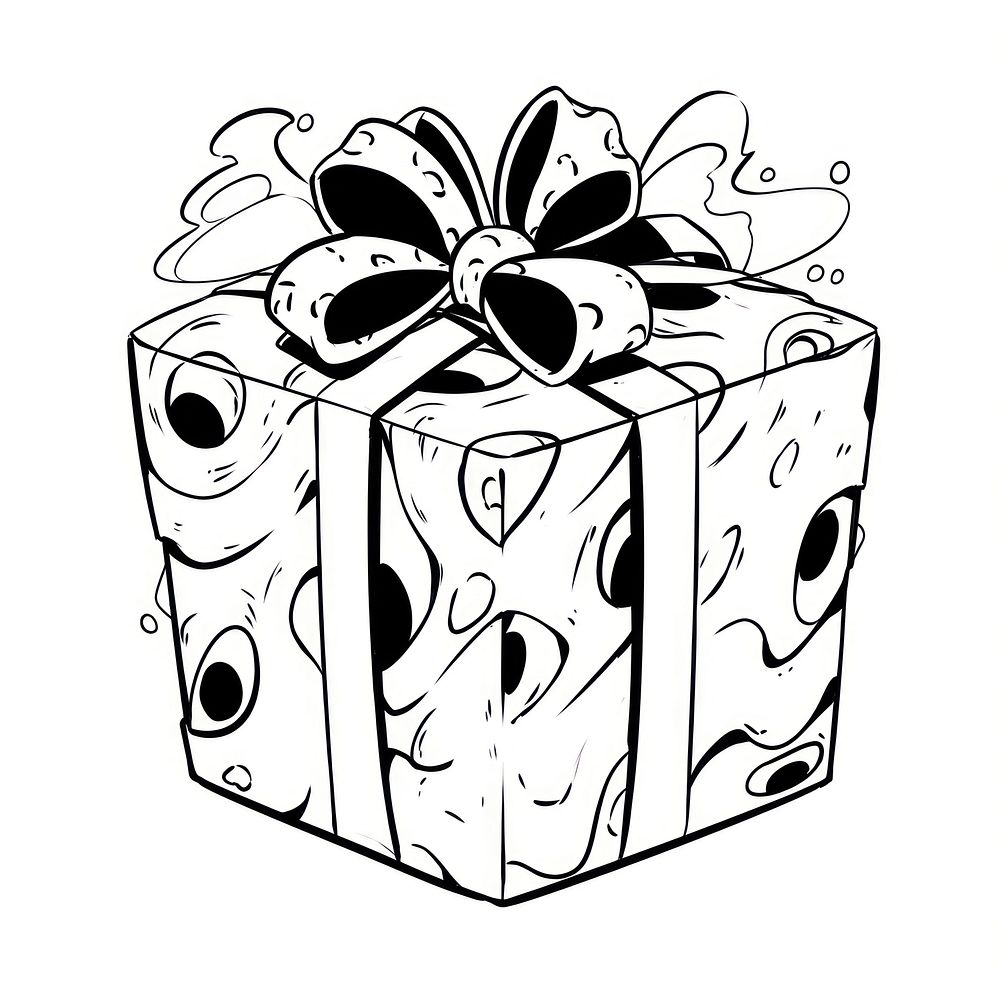 Illustration of a gift box cartoon sketch line.