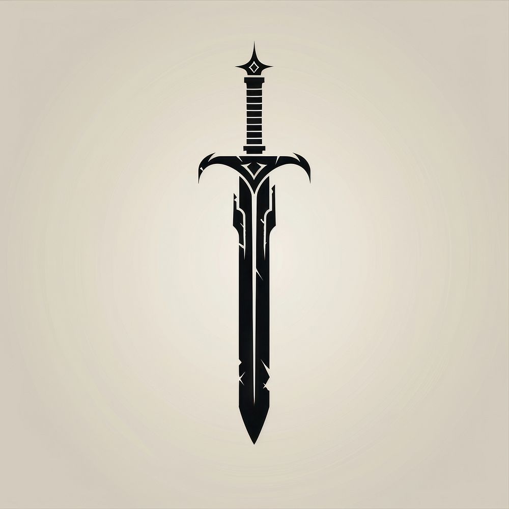 Black minimalist gaming sword logo design dagger weapon calligraphy.