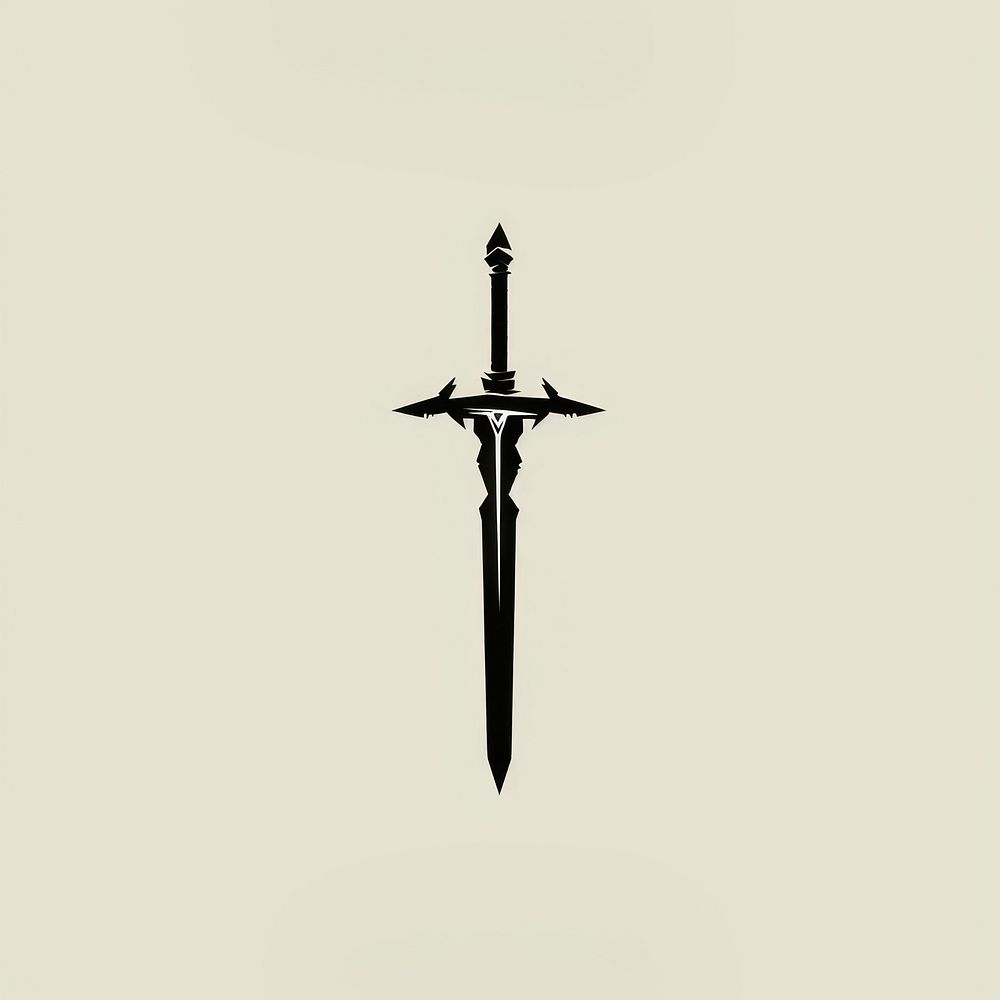 Black minimalist gaming sword logo design dagger weapon calligraphy.