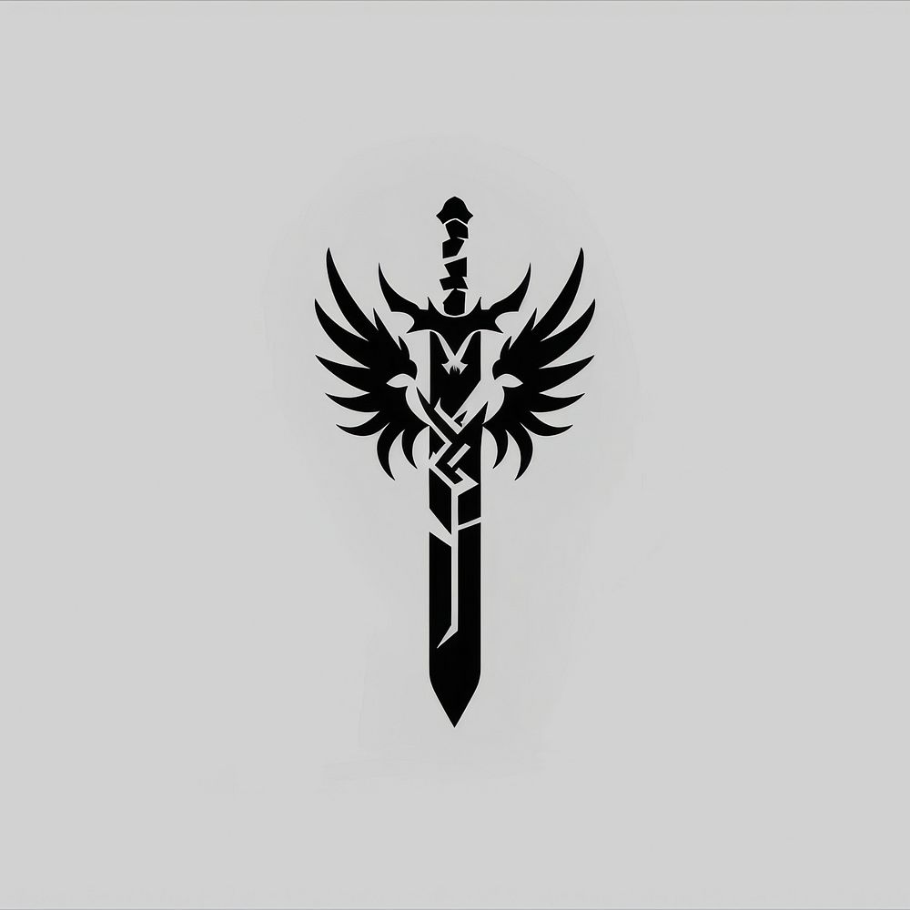 Black minimalist gaming sword logo design symbol creativity monochrome.
