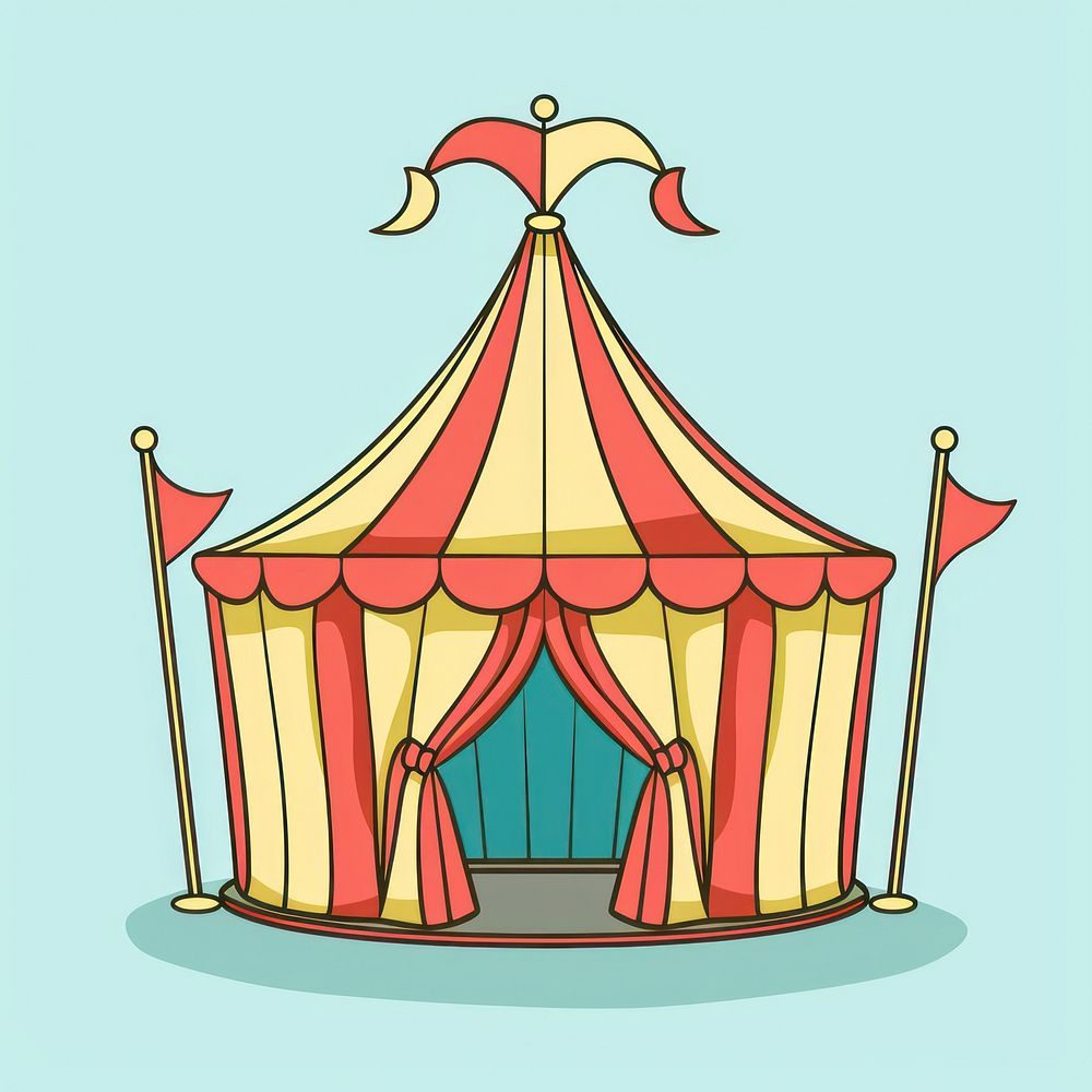 Cartoon of tent architecture carousel circus.