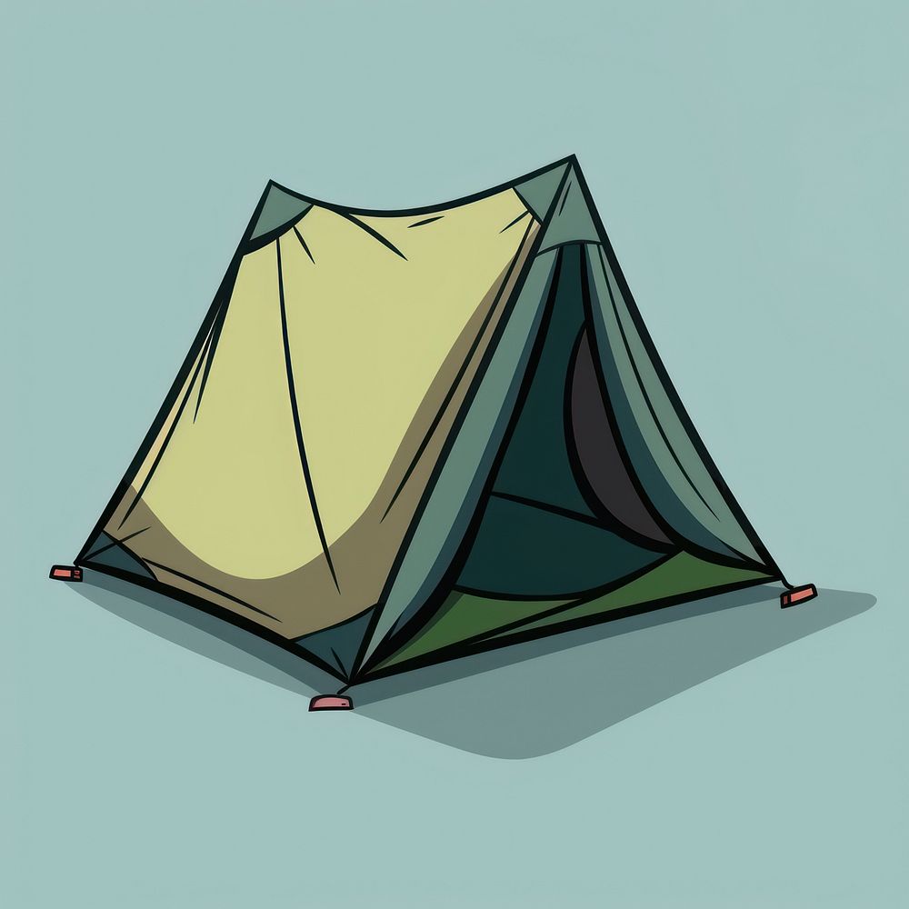 Cartoon of tent outdoors camping recreation.