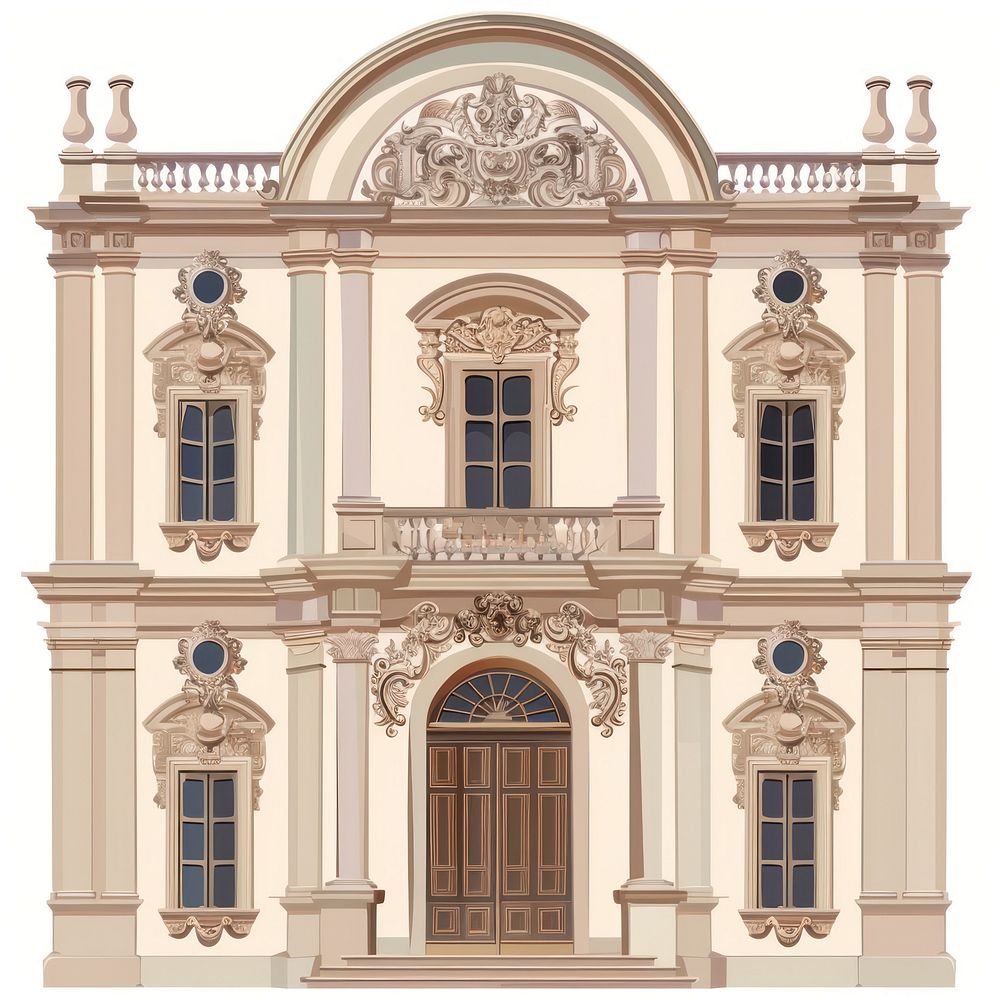 Cartoon of baroque architecture building house.