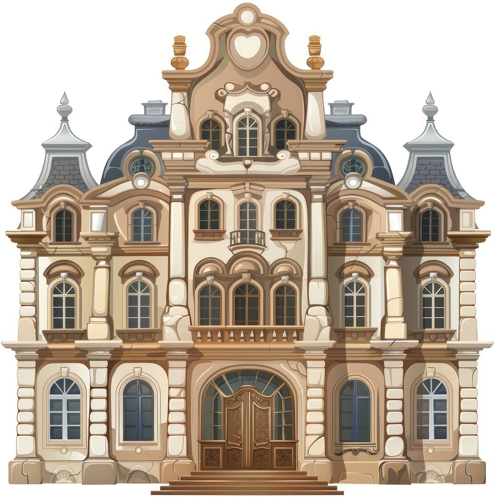 Cartoon of baroque architecture building house.