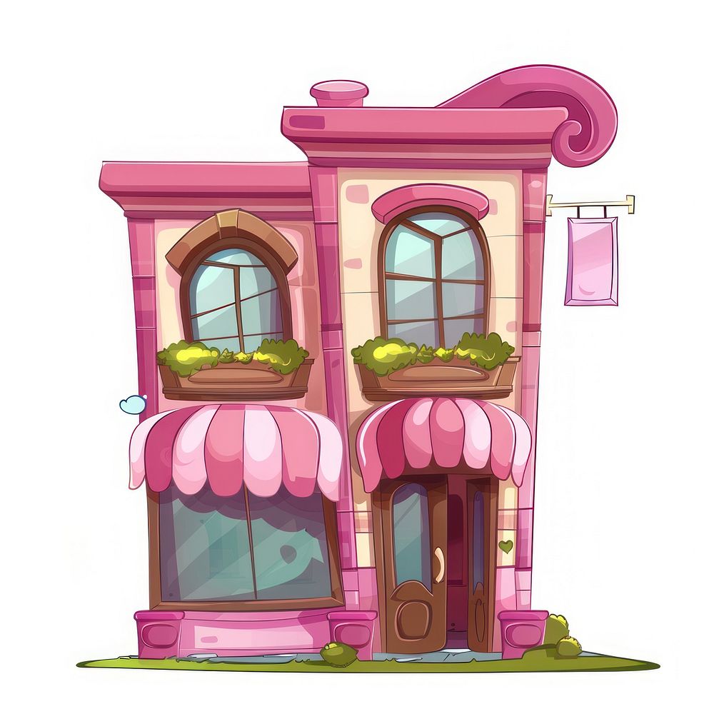 Cartoon of beauty salon architecture building drawing.