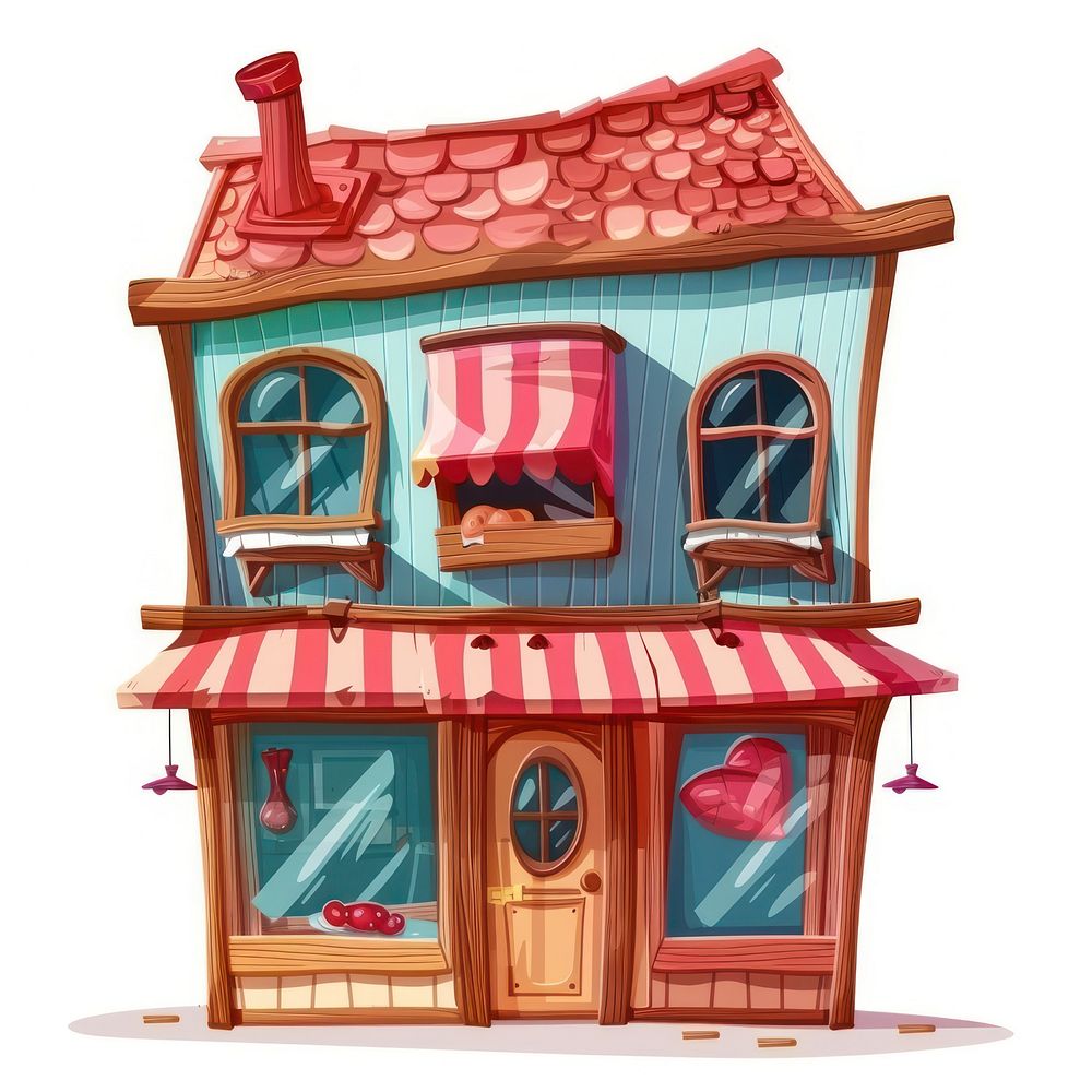 Cartoon of butchery architecture building confectionery.