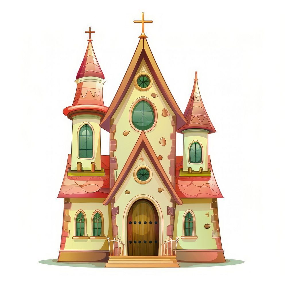 Cartoon of church architecture building tower.