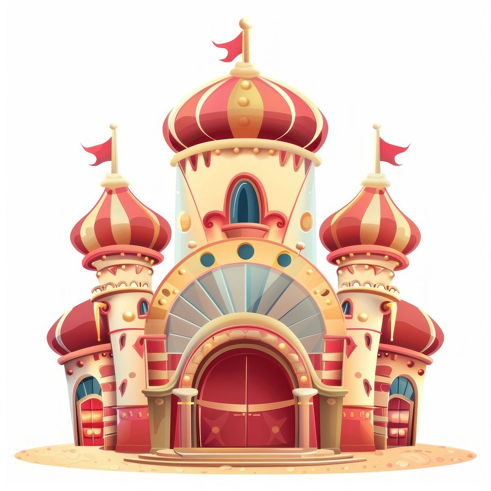 Cartoon of circus architecture building white background.