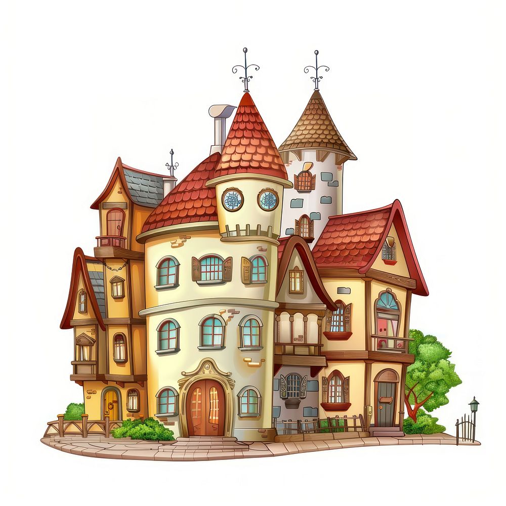 Cartoon of community architecture building house.