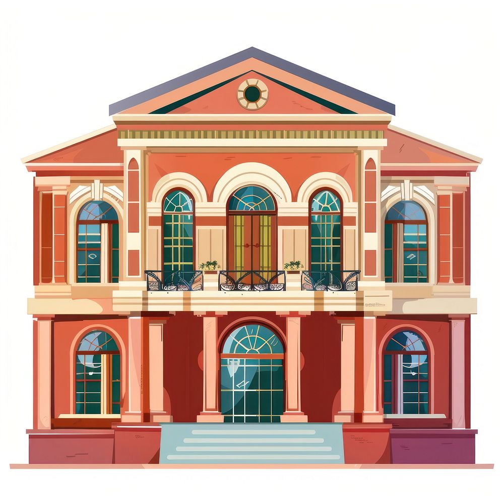 Cartoon of concert hall architecture building house.