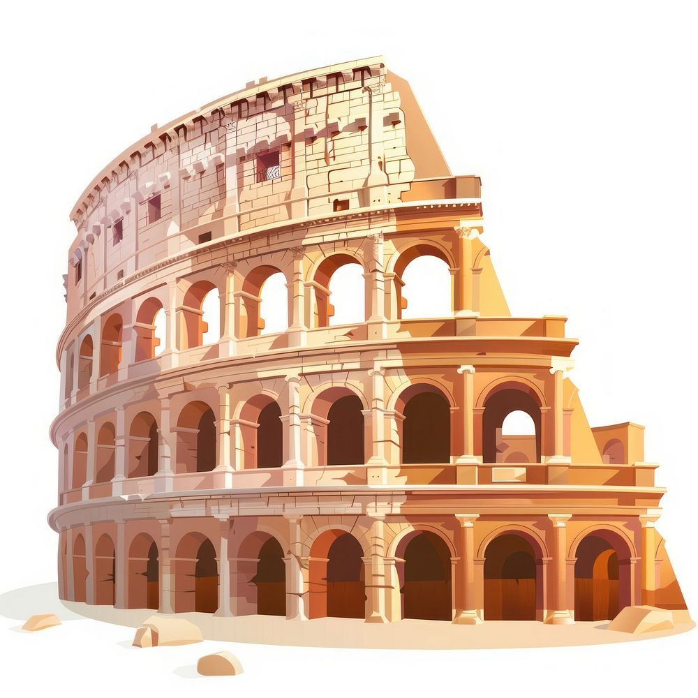 Cartoon of colosseum architecture building amphitheater.