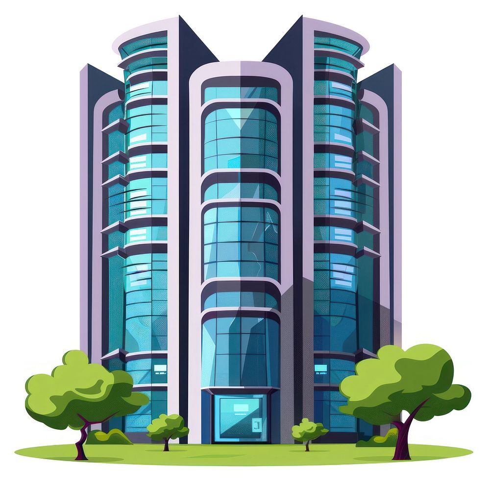Cartoon of data center architecture building skyscraper.