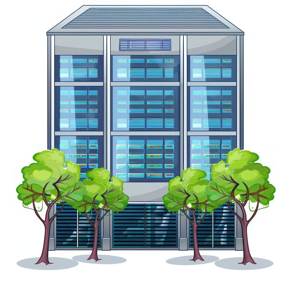 Cartoon data center architecture building | Premium Photo Illustration