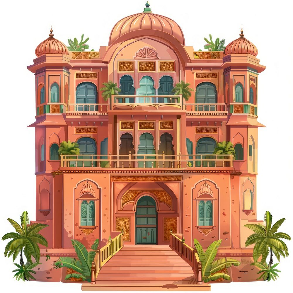 Cartoon of india architecture building hacienda.