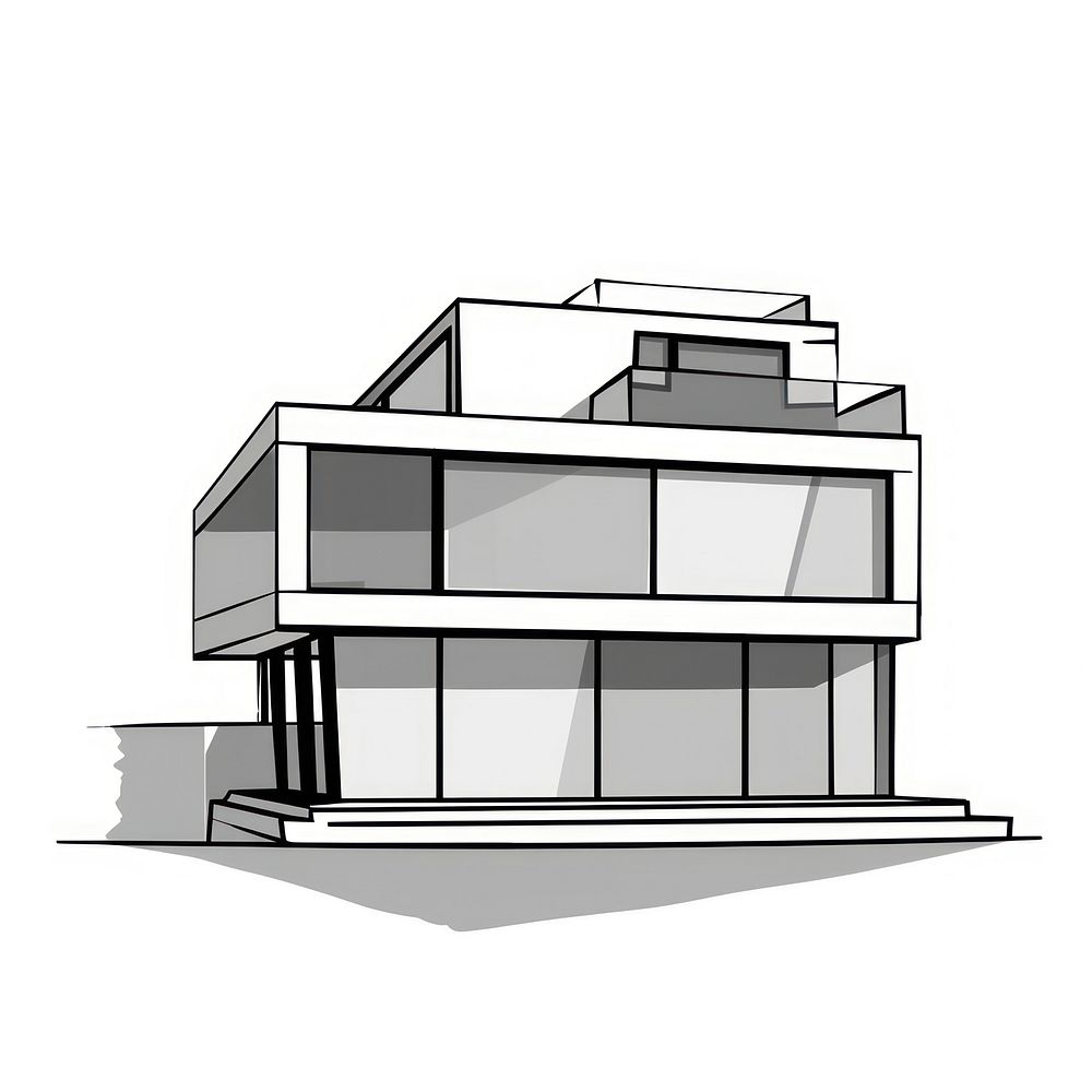 Cartoon of minimalism house architecture building diagram.