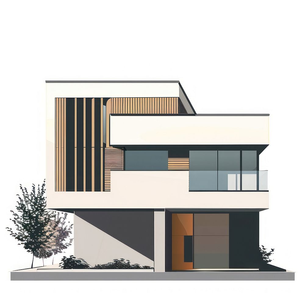 Cartoon of minimalism house architecture building city.