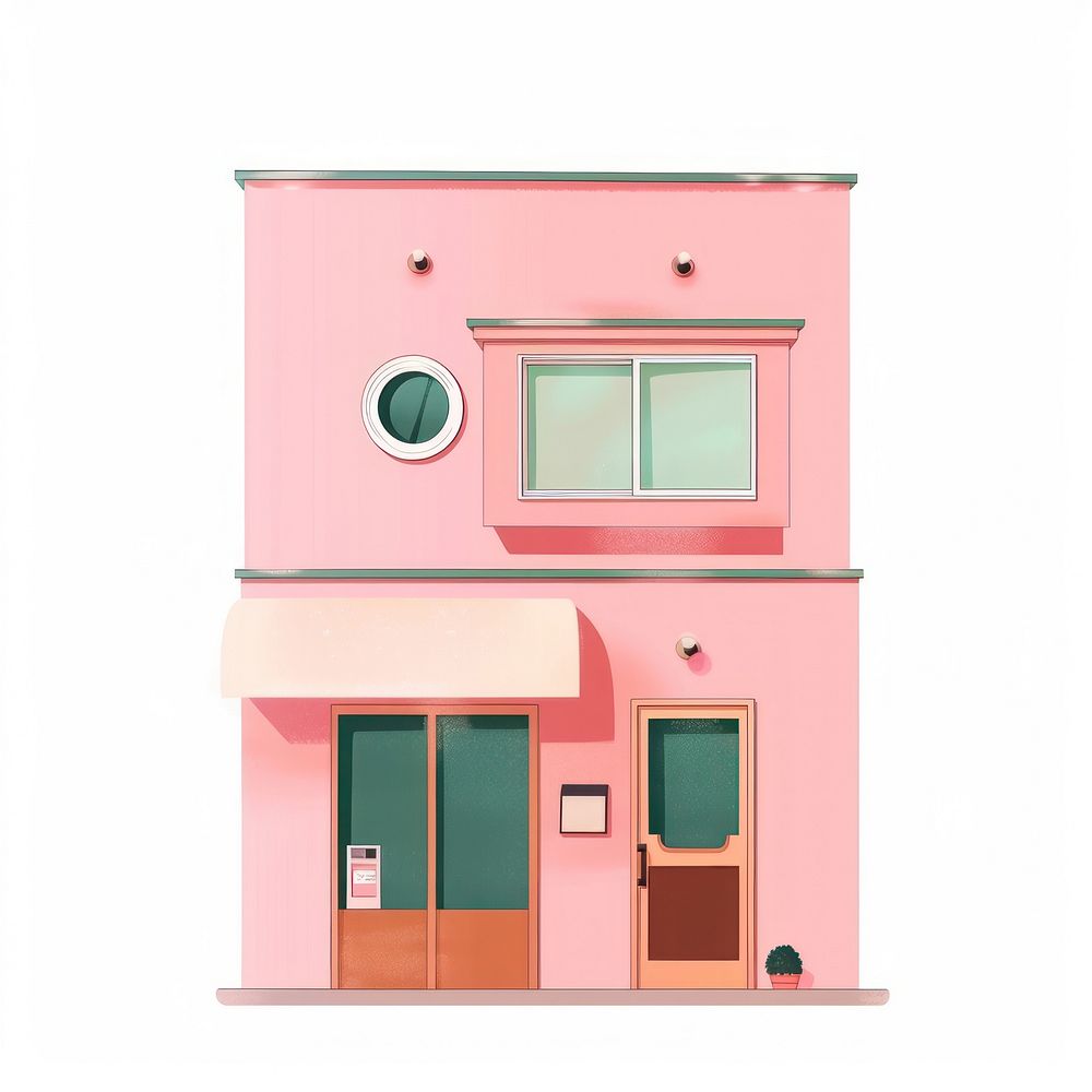 Cartoon of minimalism house architecture building window.
