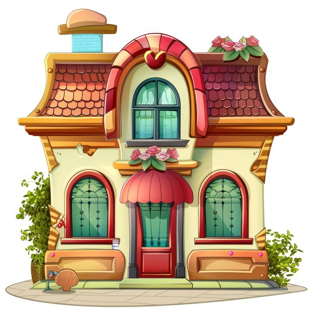 Cartoon of nail studio architecture building house.