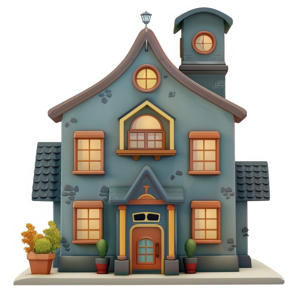 Cartoon of police station architecture building cottage.