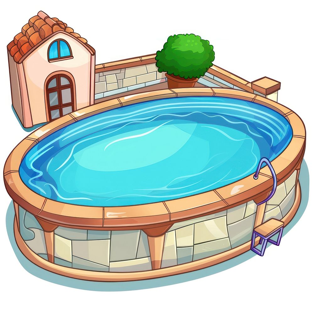 Cartoon of swimming pool architecture building jacuzzi.