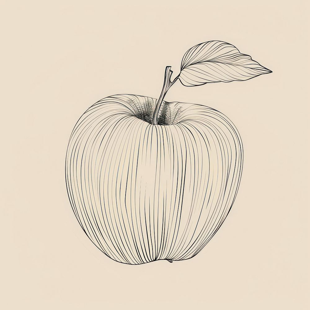 Hand drawn of apple drawing sketch artwork.