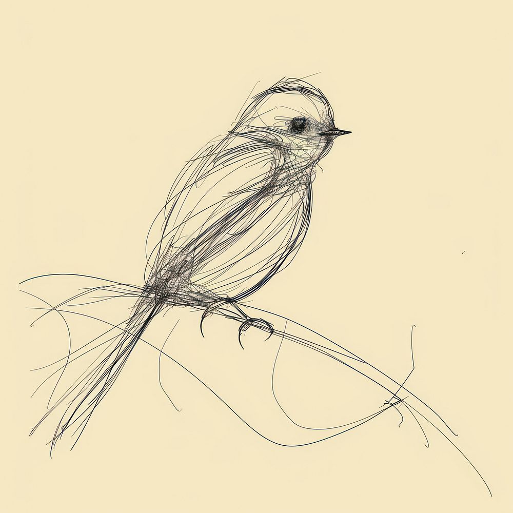 Hand drawn of bird drawing sketch cartoon.