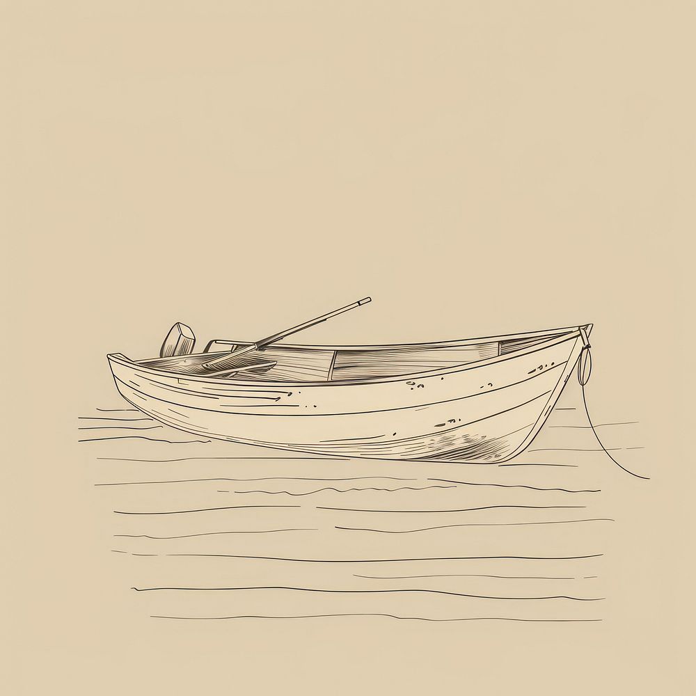 Hand drawn of boat drawing sketch watercraft.