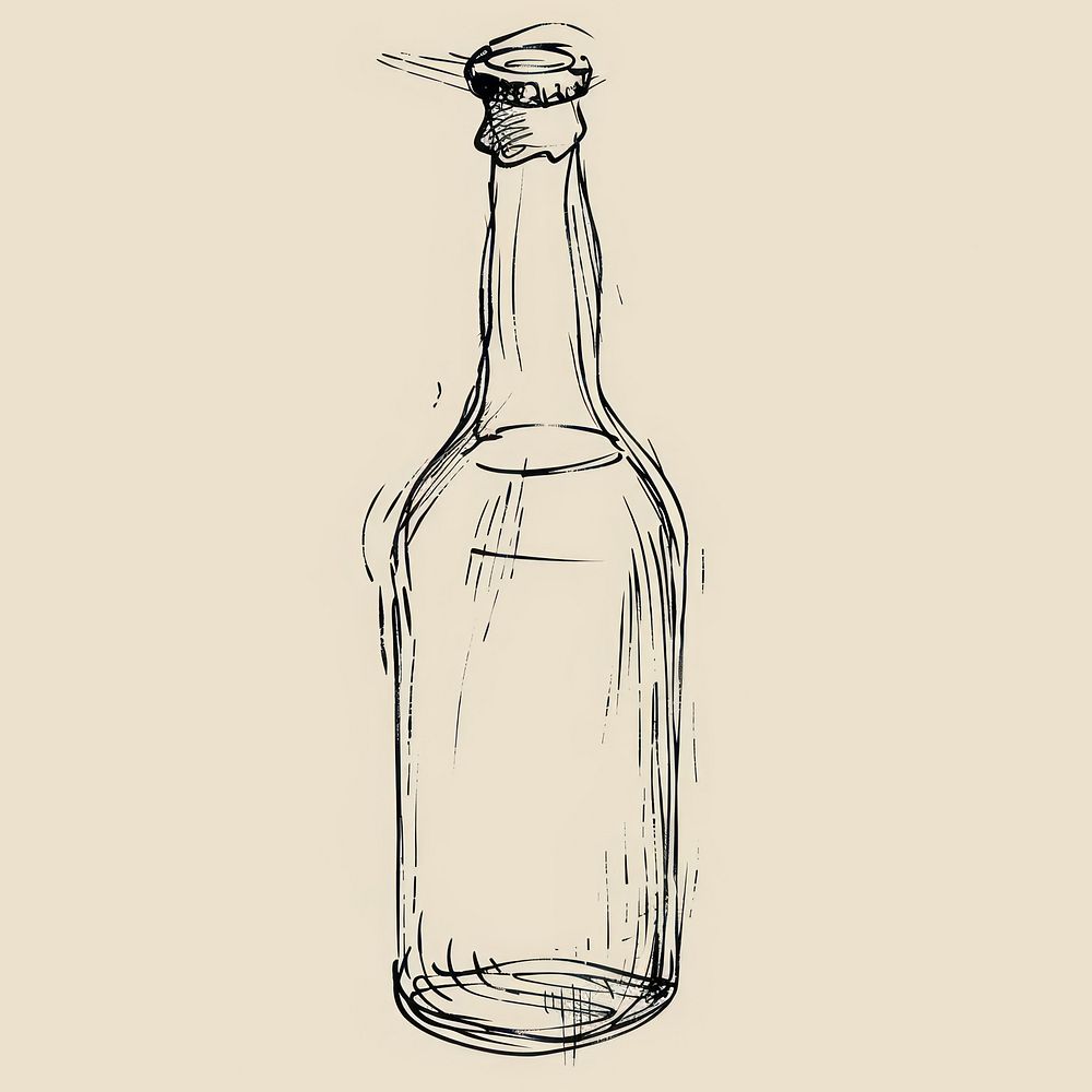 Hand drawn of bottle drawing sketch glass.