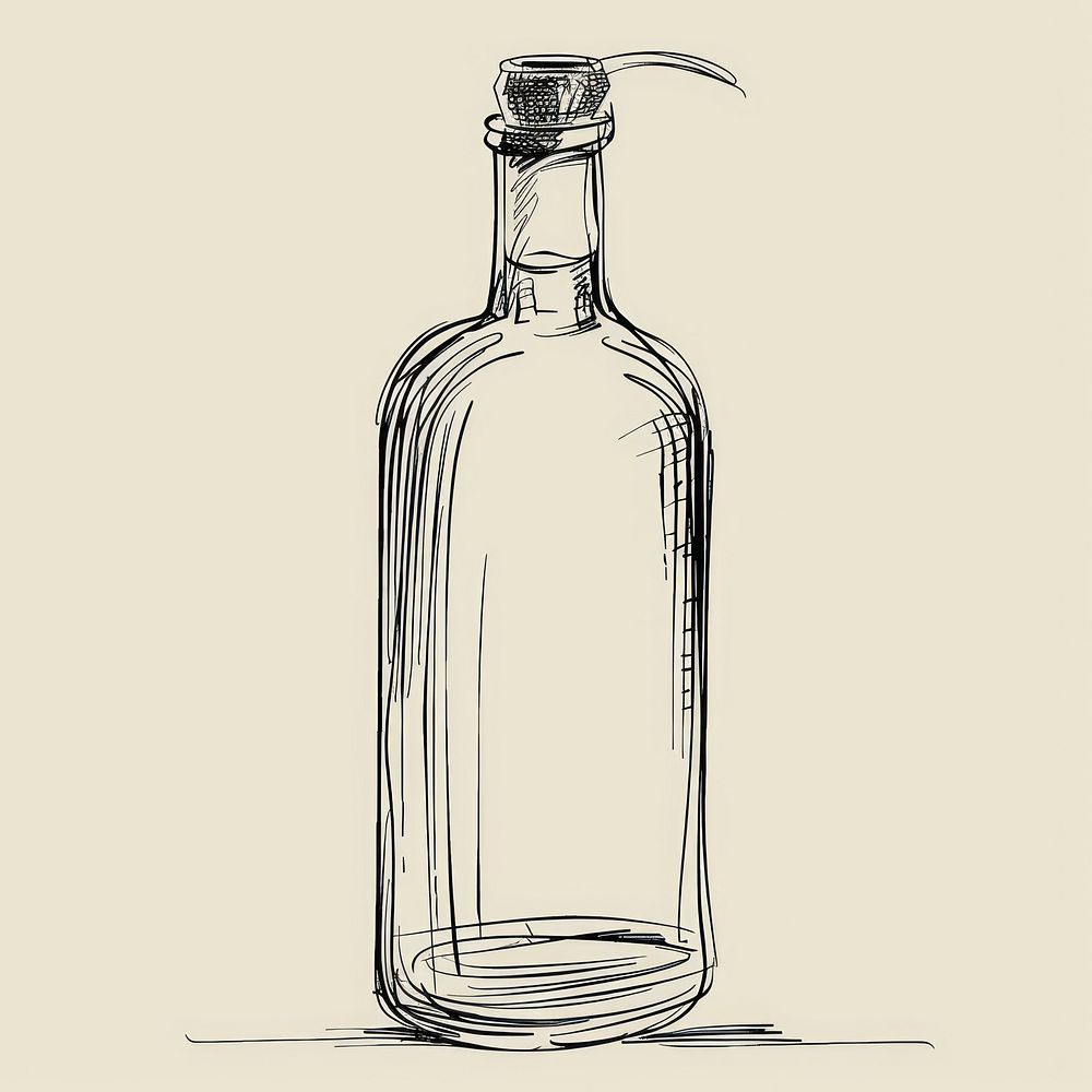 Hand drawn of bottle cartoon drawing sketch.