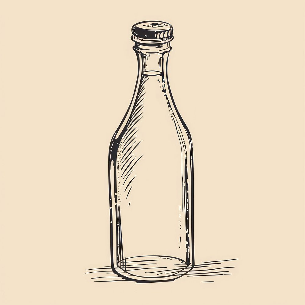 Hand drawn of bottle drawing sketch glass.