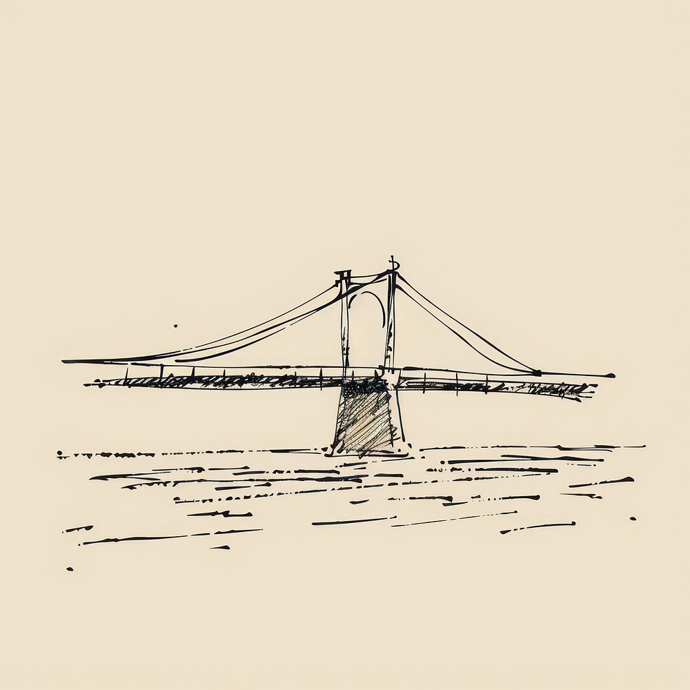 Hand drawn of bridge drawing sketch architecture.